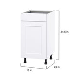 Hugo&Borg Jolie 18-in W x 34.5-in H x 24-in D Warm White 1-Drawer Base Fully Assembled Cabinet (Flat Panel Shaker Style)