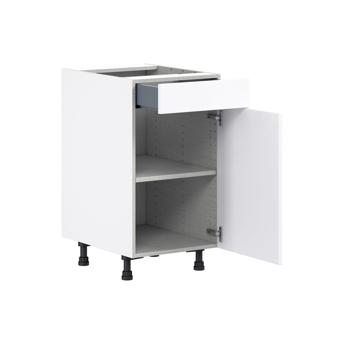 Hugo&Borg Jolie 18-in W x 34.5-in H x 24-in D Warm White 1-Drawer Base Fully Assembled Cabinet (Flat Panel Shaker Style)