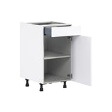 Hugo&Borg Jolie 18-in W x 34.5-in H x 24-in D Warm White 1-Drawer Base Fully Assembled Cabinet (Flat Panel Shaker Style)