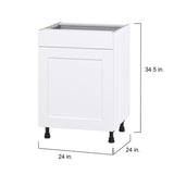 Hugo&Borg Jolie 24-in W x 34.5-in H x 24-in D Warm White 1-Drawer Base Fully Assembled Cabinet (Flat Panel Shaker Style)