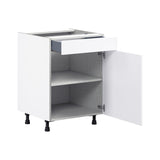 Hugo&Borg Jolie 24-in W x 34.5-in H x 24-in D Warm White 1-Drawer Base Fully Assembled Cabinet (Flat Panel Shaker Style)
