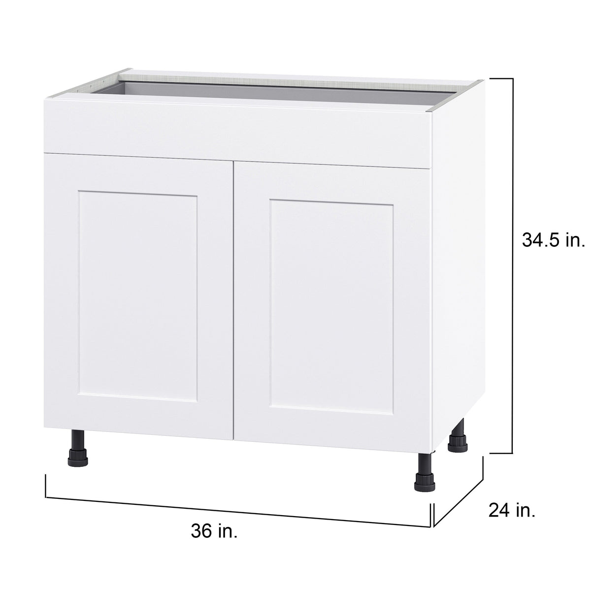 Hugo&Borg Jolie 36-in W x 34.5-in H x 24-in D Warm White 1-Drawer Base Fully Assembled Cabinet (Flat Panel Shaker Style)