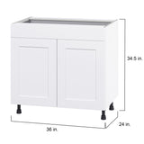 Hugo&Borg Jolie 36-in W x 34.5-in H x 24-in D Warm White 1-Drawer Base Fully Assembled Cabinet (Flat Panel Shaker Style)