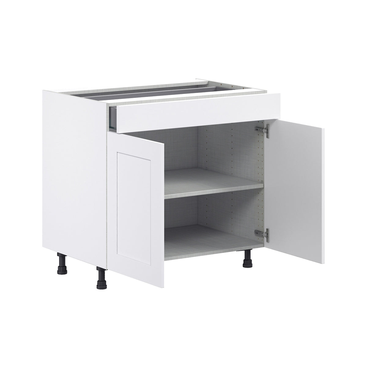 Hugo&Borg Jolie 36-in W x 34.5-in H x 24-in D Warm White 1-Drawer Base Fully Assembled Cabinet (Flat Panel Shaker Style)
