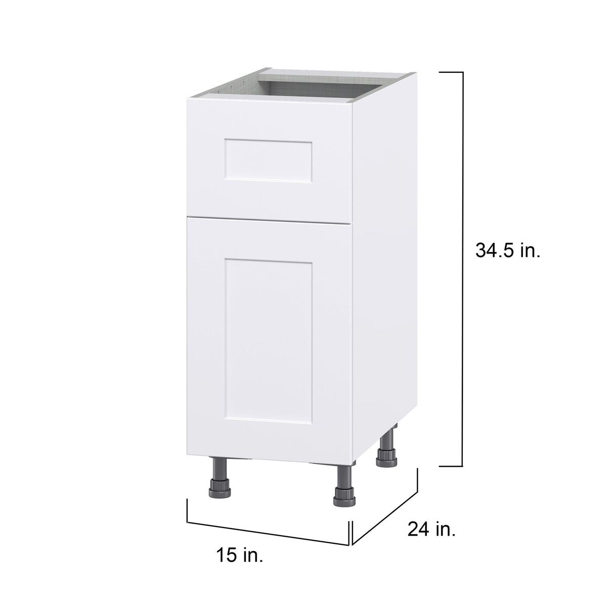 Hugo&Borg Jolie 15-in W x 34.5-in H x 24-in D Warm White 1-Drawer Base Fully Assembled Cabinet (Flat Panel Shaker Style)