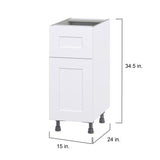 Hugo&Borg Jolie 15-in W x 34.5-in H x 24-in D Warm White 1-Drawer Base Fully Assembled Cabinet (Flat Panel Shaker Style)