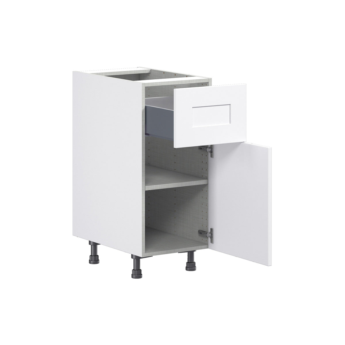 Hugo&Borg Jolie 15-in W x 34.5-in H x 24-in D Warm White 1-Drawer Base Fully Assembled Cabinet (Flat Panel Shaker Style)