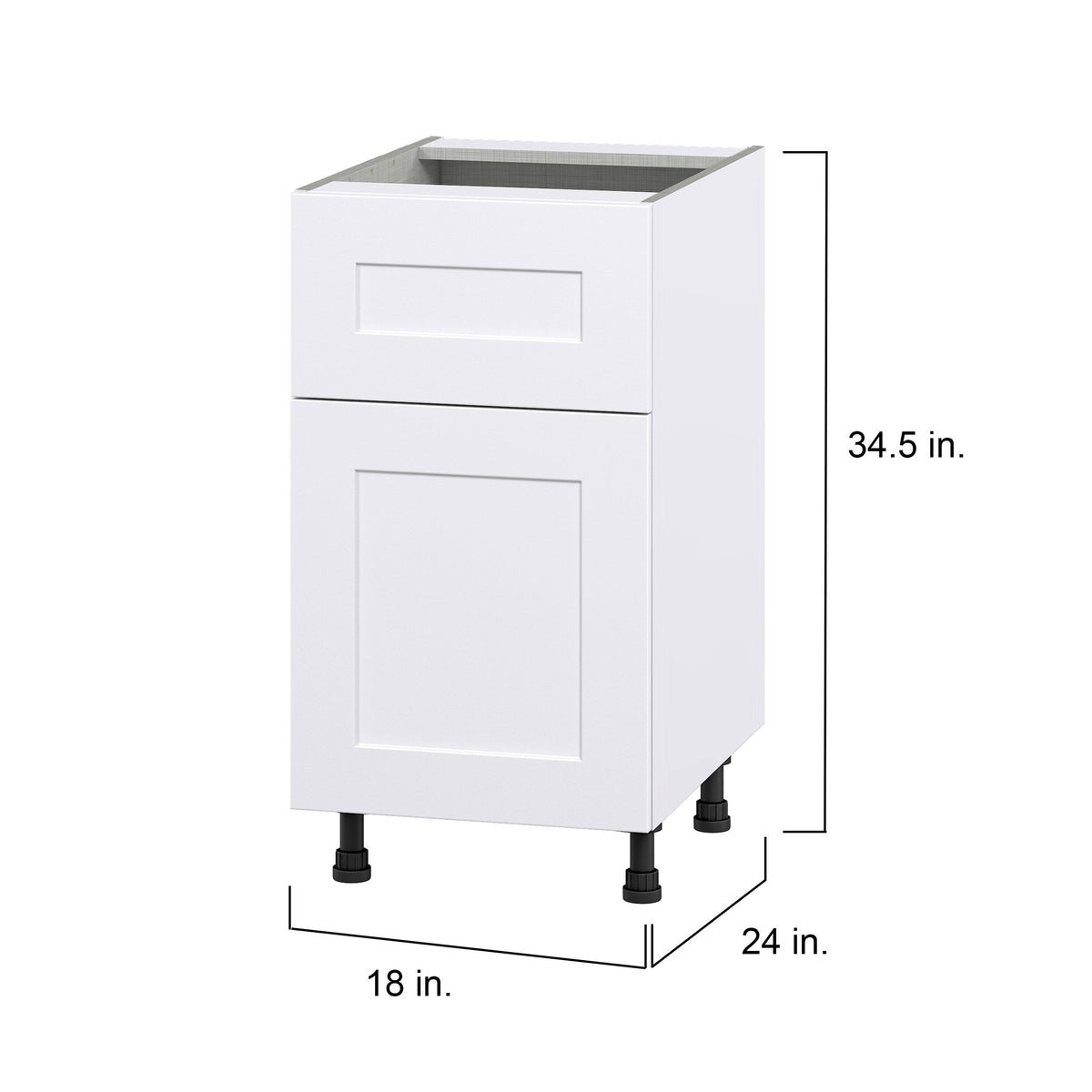 Hugo&Borg Jolie 18-in W x 34.5-in H x 24-in D Warm White 1-Drawer Base Fully Assembled Cabinet (Flat Panel Shaker Style)