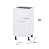 Hugo&Borg Jolie 18-in W x 34.5-in H x 24-in D Warm White 1-Drawer Base Fully Assembled Cabinet (Flat Panel Shaker Style)