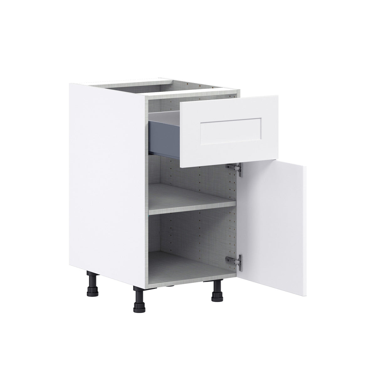 Hugo&Borg Jolie 18-in W x 34.5-in H x 24-in D Warm White 1-Drawer Base Fully Assembled Cabinet (Flat Panel Shaker Style)