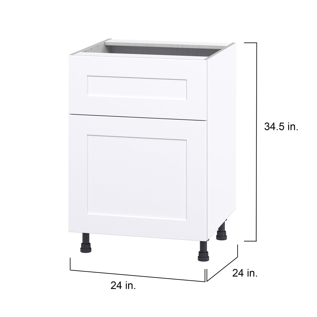Hugo&Borg Jolie 24-in W x 34.5-in H x 24-in D Warm White 1-Drawer Base Fully Assembled Cabinet (Flat Panel Shaker Style)