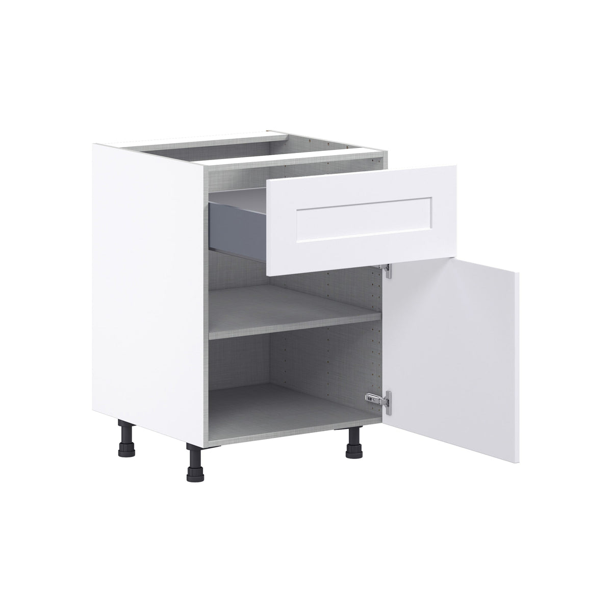 Hugo&Borg Jolie 24-in W x 34.5-in H x 24-in D Warm White 1-Drawer Base Fully Assembled Cabinet (Flat Panel Shaker Style)