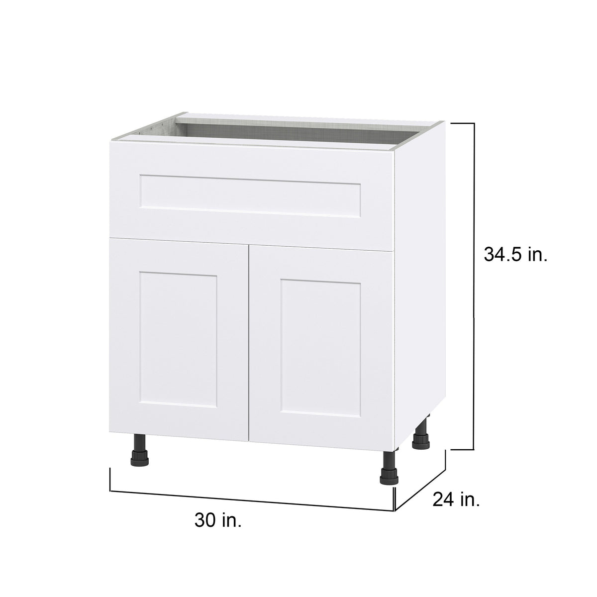 Hugo&Borg Jolie 30-in W x 34.5-in H x 24-in D Warm White 1-Drawer Base Fully Assembled Cabinet (Flat Panel Shaker Style)