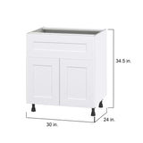 Hugo&Borg Jolie 30-in W x 34.5-in H x 24-in D Warm White 1-Drawer Base Fully Assembled Cabinet (Flat Panel Shaker Style)