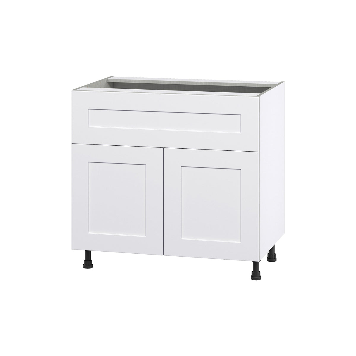 Hugo&Borg Jolie 36-in W x 34.5-in H x 24-in D Warm White 1-Drawer Base Fully Assembled Cabinet (Flat Panel Shaker Style)