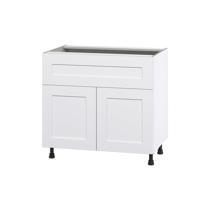Hugo&Borg Jolie 36-in W x 34.5-in H x 24-in D Warm White 1-Drawer Base Fully Assembled Cabinet (Flat Panel Shaker Style)