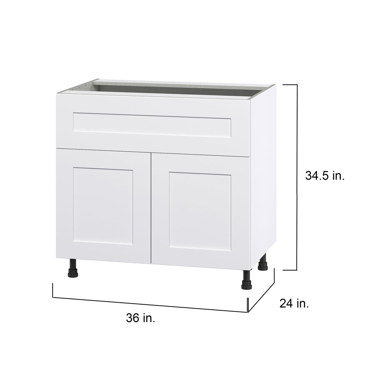 Hugo&Borg Jolie 36-in W x 34.5-in H x 24-in D Warm White 1-Drawer Base Fully Assembled Cabinet (Flat Panel Shaker Style)