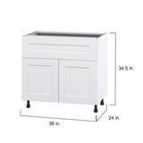Hugo&Borg Jolie 36-in W x 34.5-in H x 24-in D Warm White 1-Drawer Base Fully Assembled Cabinet (Flat Panel Shaker Style)