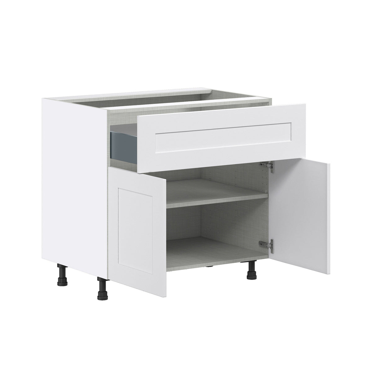 Hugo&Borg Jolie 36-in W x 34.5-in H x 24-in D Warm White 1-Drawer Base Fully Assembled Cabinet (Flat Panel Shaker Style)
