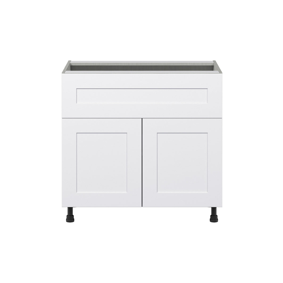 Hugo&Borg Jolie 36-in W x 34.5-in H x 24-in D Warm White 1-Drawer Base Fully Assembled Cabinet (Flat Panel Shaker Style)