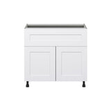 Hugo&Borg Jolie 36-in W x 34.5-in H x 24-in D Warm White 1-Drawer Base Fully Assembled Cabinet (Flat Panel Shaker Style)