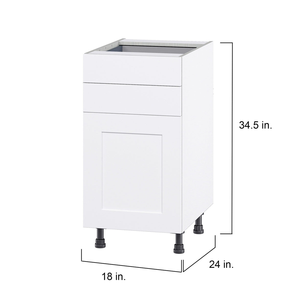 Hugo&Borg Jolie 18-in W x 34.5-in H x 24-in D Warm White 2-Drawers Base Fully Assembled Cabinet (Flat Panel Shaker Style)