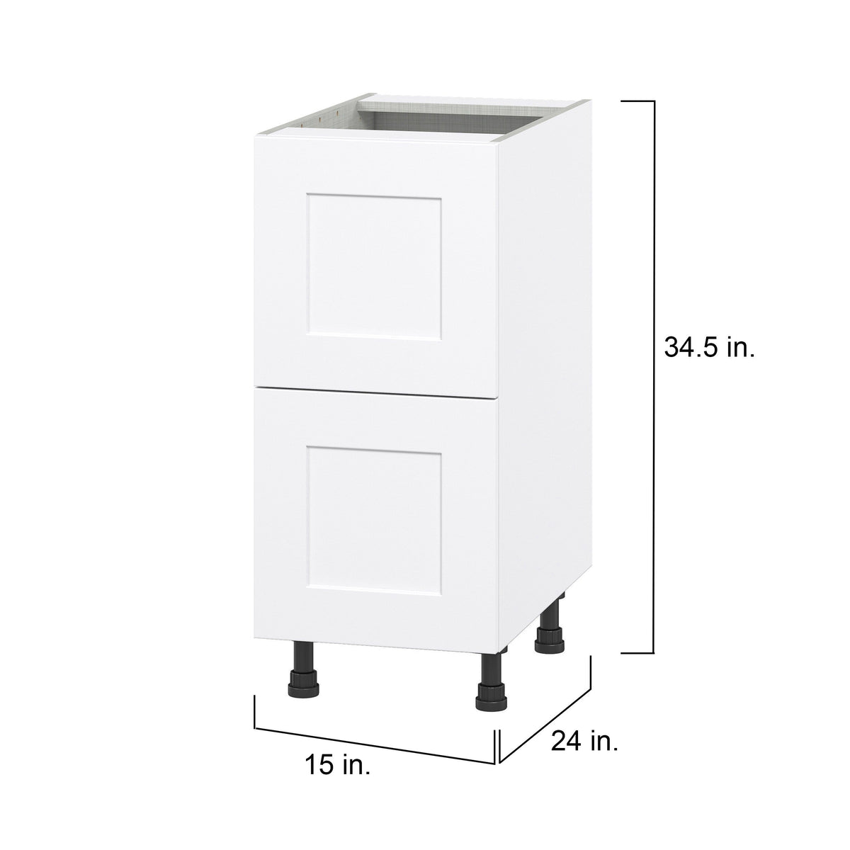 Hugo&Borg Jolie 15-in W x 34.5-in H x 24-in D Warm White 2-Drawer Base Fully Assembled Cabinet