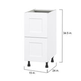Hugo&Borg Jolie 15-in W x 34.5-in H x 24-in D Warm White 2-Drawer Base Fully Assembled Cabinet