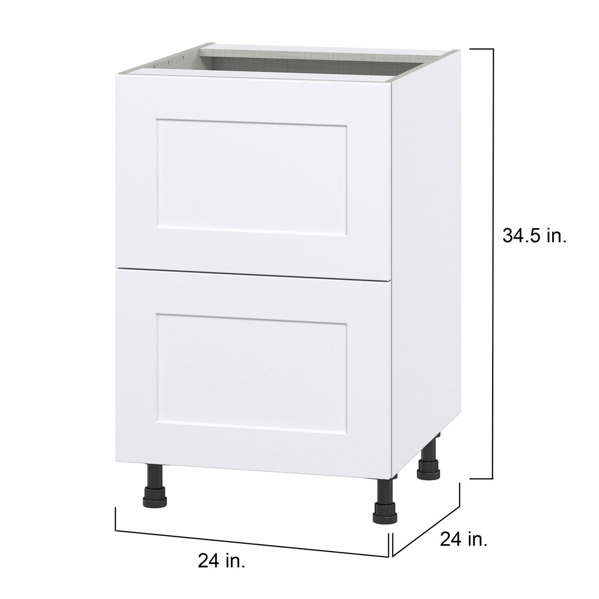 Hugo&Borg Jolie 24-in W x 34.5-in H x 24-in D Warm White 2-Drawer Base Fully Assembled Cabinet