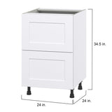 Hugo&Borg Jolie 24-in W x 34.5-in H x 24-in D Warm White 2-Drawer Base Fully Assembled Cabinet