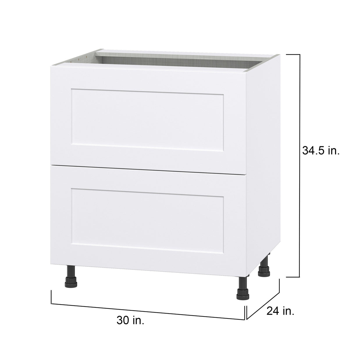 Hugo&Borg Jolie 30-in W x 34.5-in H x 25-in D Warm White 2-Drawer Base Fully Assembled Cabinet