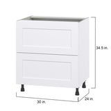 Hugo&Borg Jolie 30-in W x 34.5-in H x 25-in D Warm White 2-Drawer Base Fully Assembled Cabinet