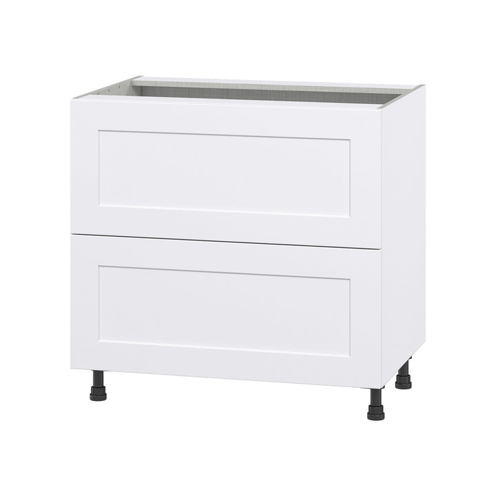 Hugo&Borg Jolie 36-in W x 34.5-in H x 24-in D Warm White 2-Drawer Base Fully Assembled Cabinet