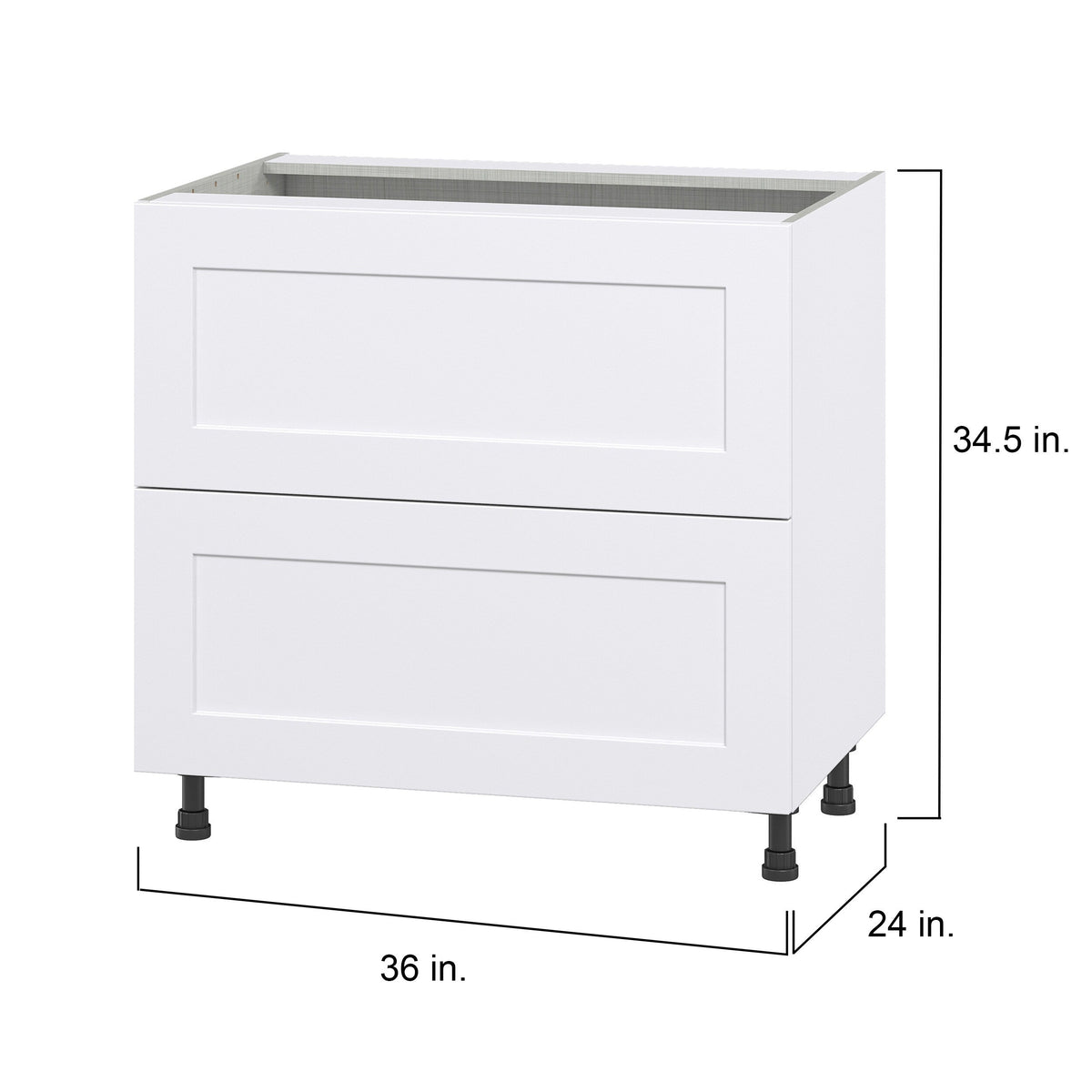 Hugo&Borg Jolie 36-in W x 34.5-in H x 24-in D Warm White 2-Drawer Base Fully Assembled Cabinet