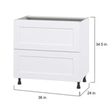 Hugo&Borg Jolie 36-in W x 34.5-in H x 24-in D Warm White 2-Drawer Base Fully Assembled Cabinet