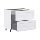 Hugo&Borg Jolie 36-in W x 34.5-in H x 24-in D Warm White 2-Drawer Base Fully Assembled Cabinet