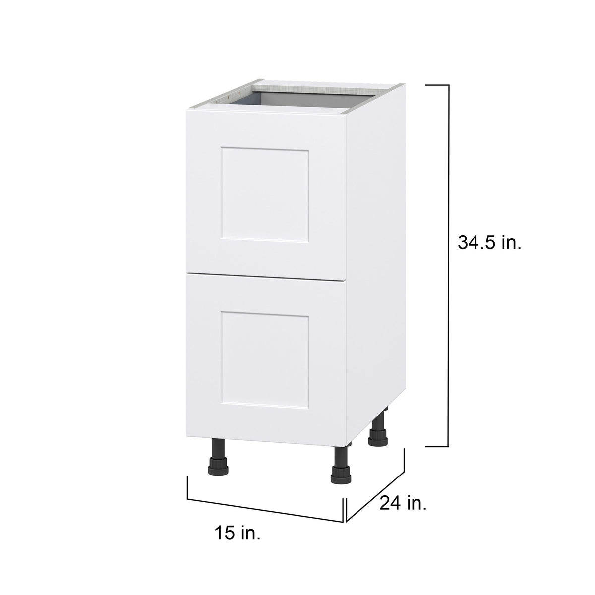 Hugo&Borg Jolie 15-in W x 34.5-in H x 24-in D Warm White 2-Drawer Base Fully Assembled Cabinet