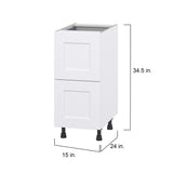 Hugo&Borg Jolie 15-in W x 34.5-in H x 24-in D Warm White 2-Drawer Base Fully Assembled Cabinet
