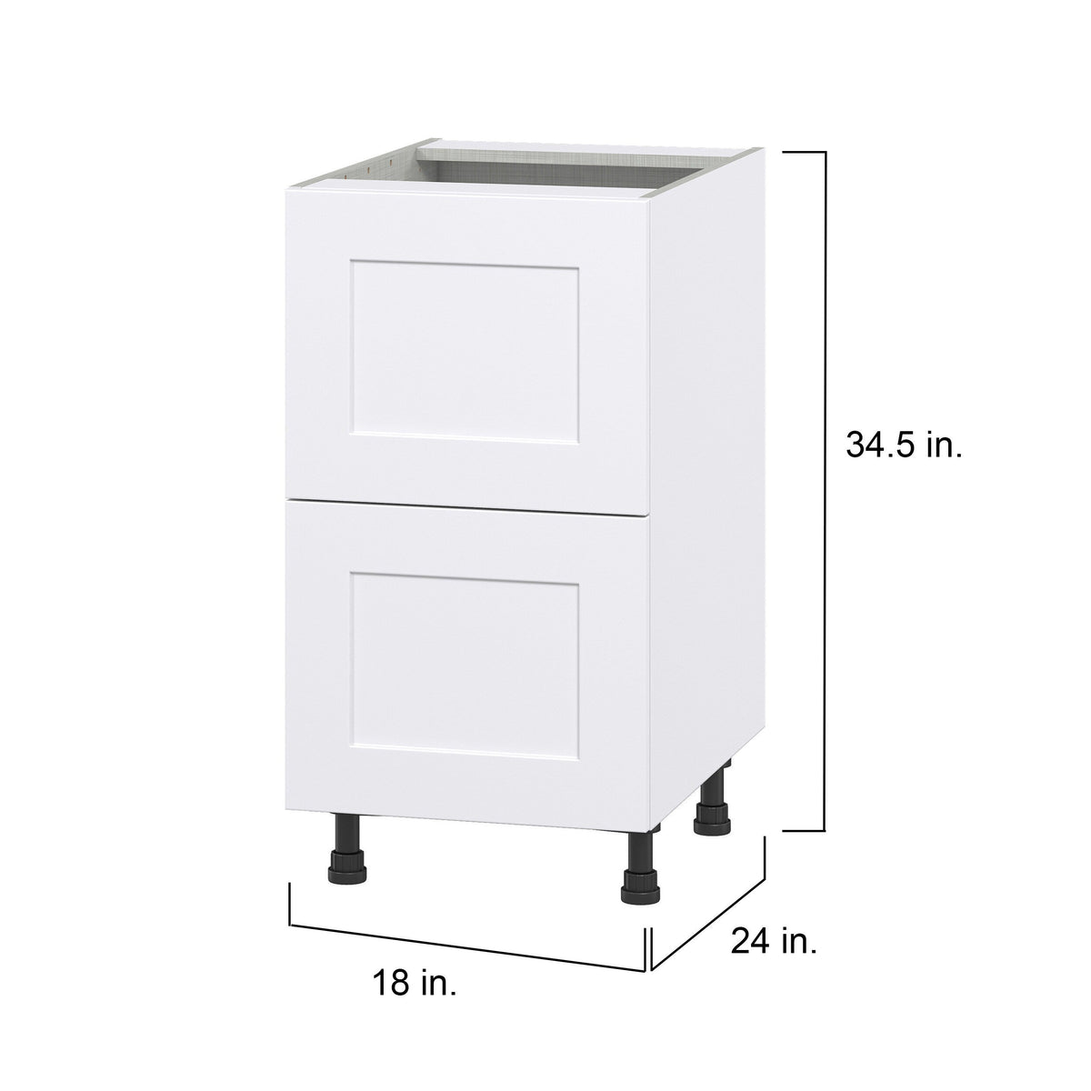 Hugo&Borg Jolie 18-in W x 34.5-in H x 24-in D Warm White 2-Drawer Base Fully Assembled Cabinet