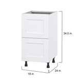 Hugo&Borg Jolie 18-in W x 34.5-in H x 24-in D Warm White 2-Drawer Base Fully Assembled Cabinet