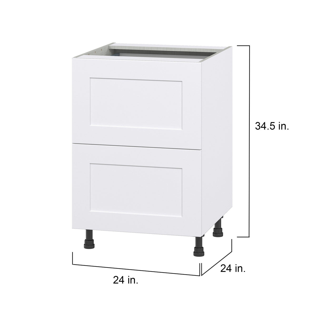 Hugo&Borg Jolie 24-in W x 34.5-in H x 24-in D Warm White 2-Drawer Base Fully Assembled Cabinet