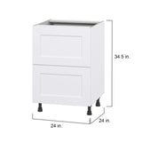 Hugo&Borg Jolie 24-in W x 34.5-in H x 24-in D Warm White 2-Drawer Base Fully Assembled Cabinet