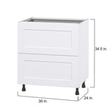 Hugo&Borg Jolie 30-in W x 34.5-in H x 24-in D Warm White 2-Drawer Base Fully Assembled Cabinet