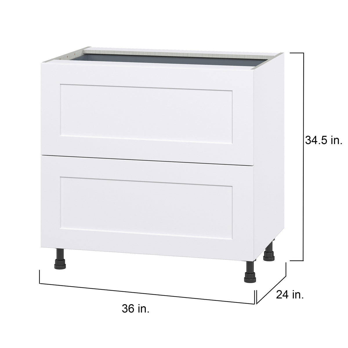 Hugo&Borg Jolie 36-in W x 34.5-in H x 24-in D Warm White 2-Drawer Base Fully Assembled Cabinet
