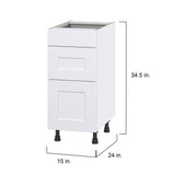 Hugo&Borg Jolie 15-in W x 34.5-in H x 24-in D Warm White 3-Drawer Base Fully Assembled Cabinet