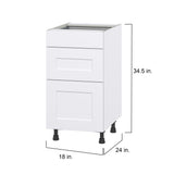 Hugo&Borg Jolie 18-in W x 34.5-in H x 25-in D Warm White 3-Drawer Base Fully Assembled Cabinet