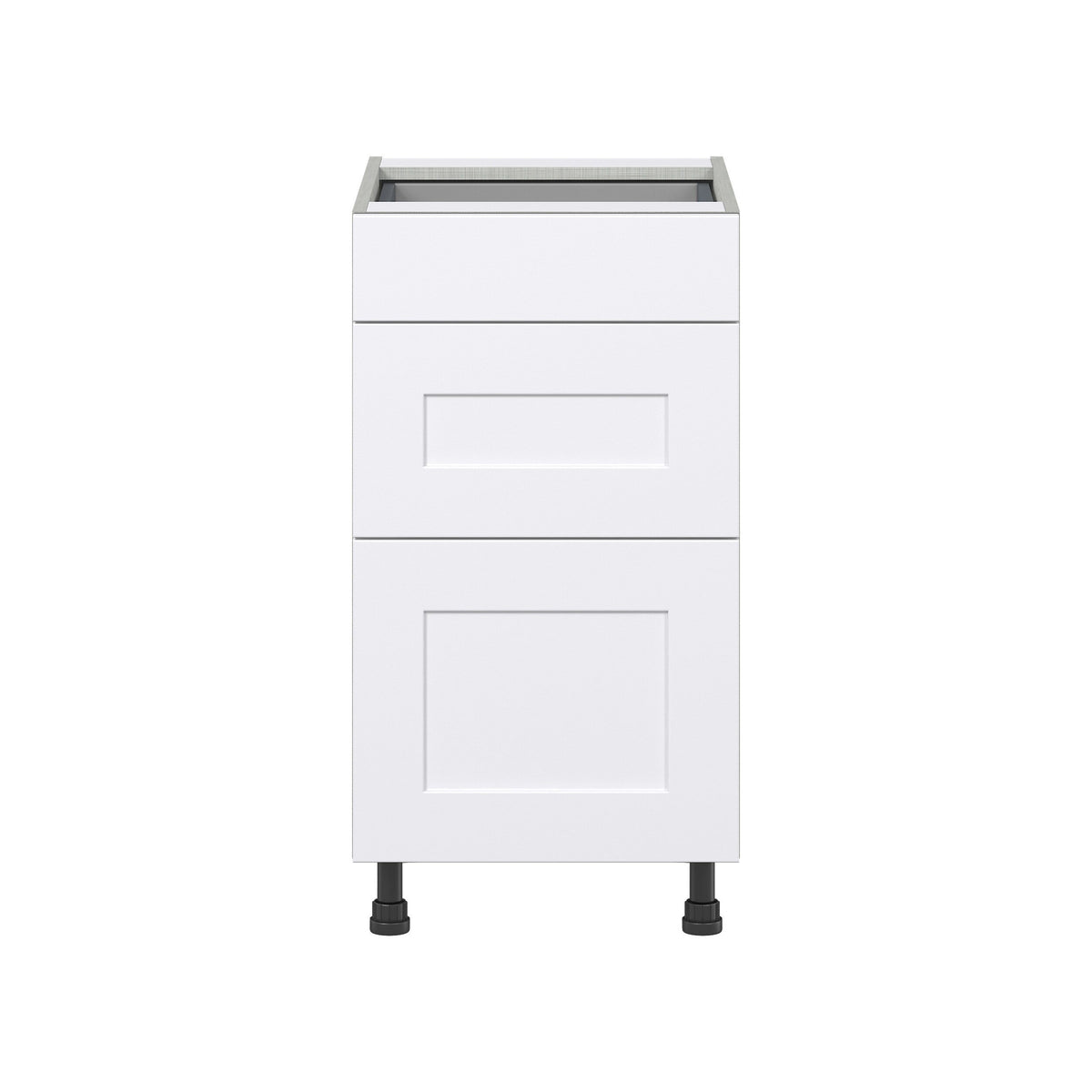 Hugo&Borg Jolie 18-in W x 34.5-in H x 25-in D Warm White 3-Drawer Base Fully Assembled Cabinet