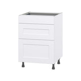 Hugo&Borg Jolie 24-in W x 34.5-in H x 24-in D Warm White 3-Drawer Base Fully Assembled Cabinet