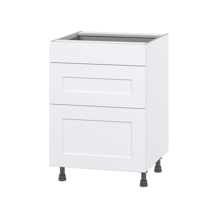 Hugo&Borg Jolie 24-in W x 34.5-in H x 24-in D Warm White 3-Drawer Base Fully Assembled Cabinet