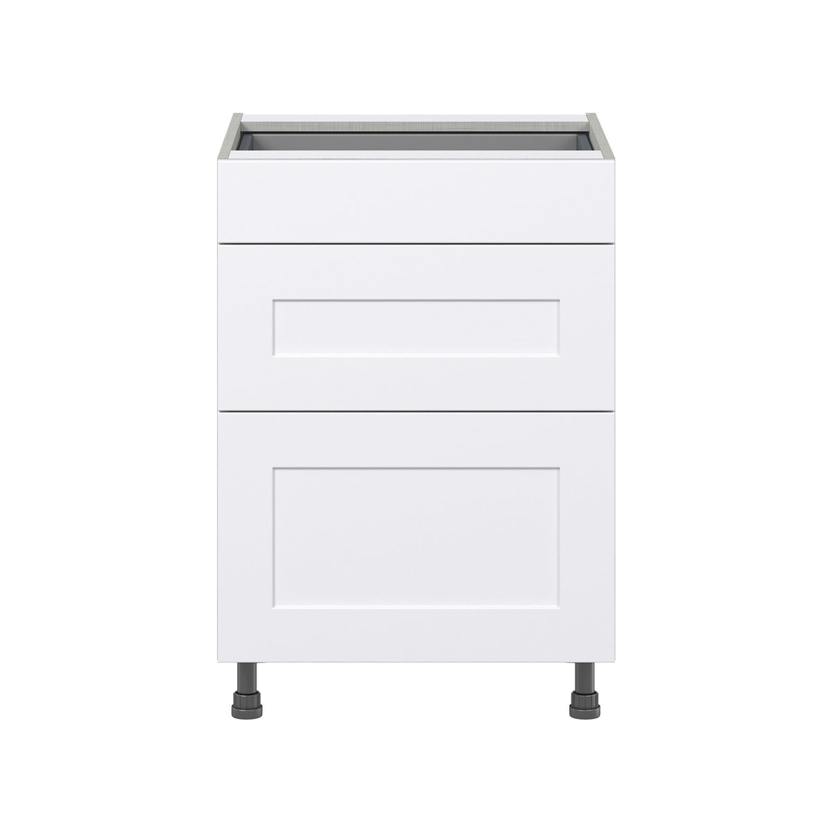 Hugo&Borg Jolie 24-in W x 34.5-in H x 24-in D Warm White 3-Drawer Base Fully Assembled Cabinet
